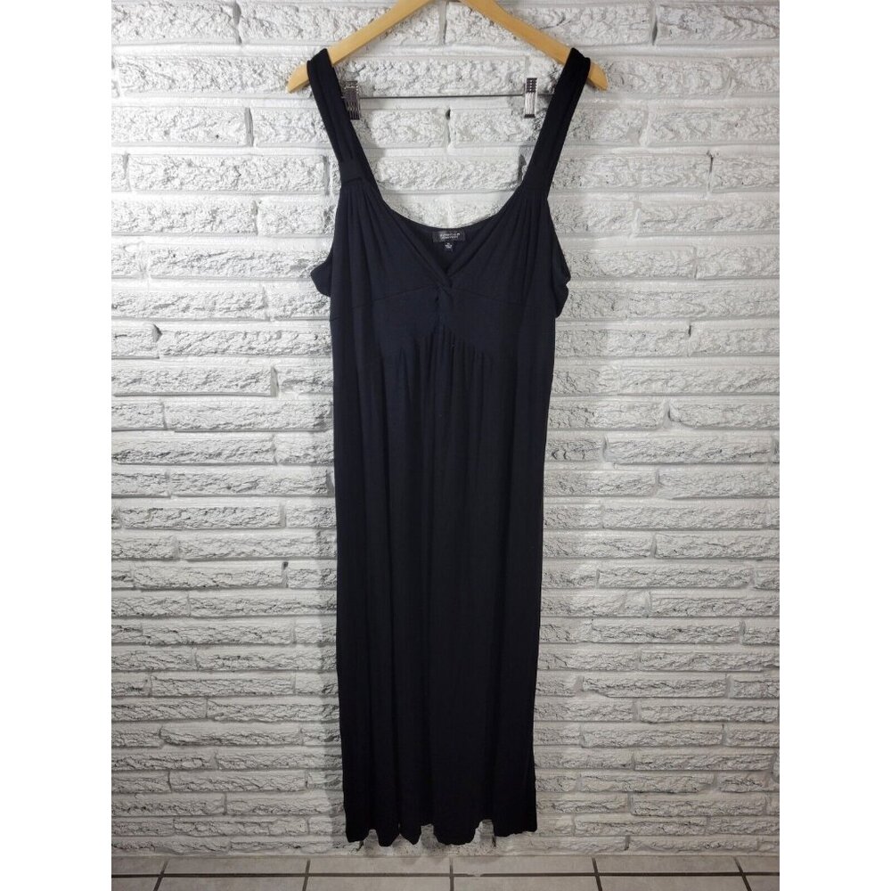 Spense 1X Black Midi Dress Plus Size Sweetheart Neck Wide Strap Stretch BLA15E